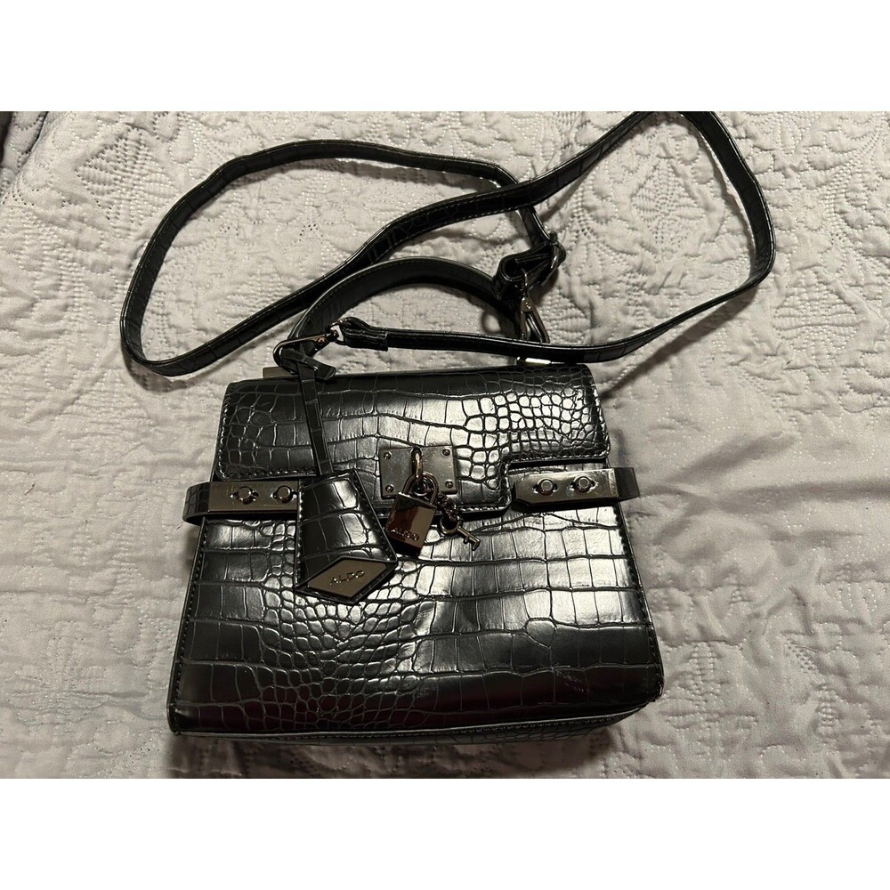 Aldo Calaria Women's Black Crocodile Embossed HandBag Gift Chic Business Purse
